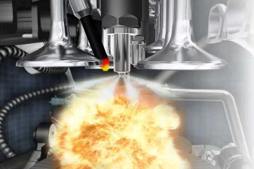 Illustration of fuel injection in an engine combustion chamber
