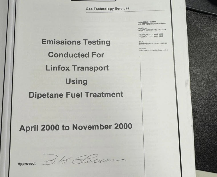 Cover page of the Linfox Transport emissions testing report